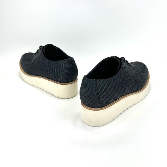 Vince Zina Platform Sneaker Size 8 Black Raffia Tweed Oxford/Derby Laced Wedged - Picture 11 of 14